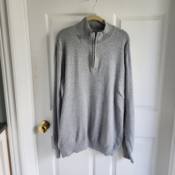 L.L.Bean XL Tall men's 1/4 Zip Cotton Cashmere Sweater Light Gray - Picture 1 of 8
